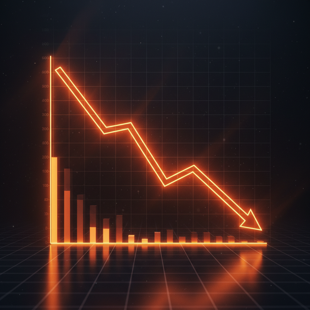 Financial monitor showing the crypto jobs report drop impact with sharp neon orange trajectory lines.