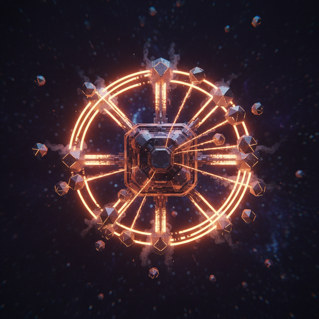 Digital vault visual representing protocol token buybacks surrounded by glowing neon trading charts.