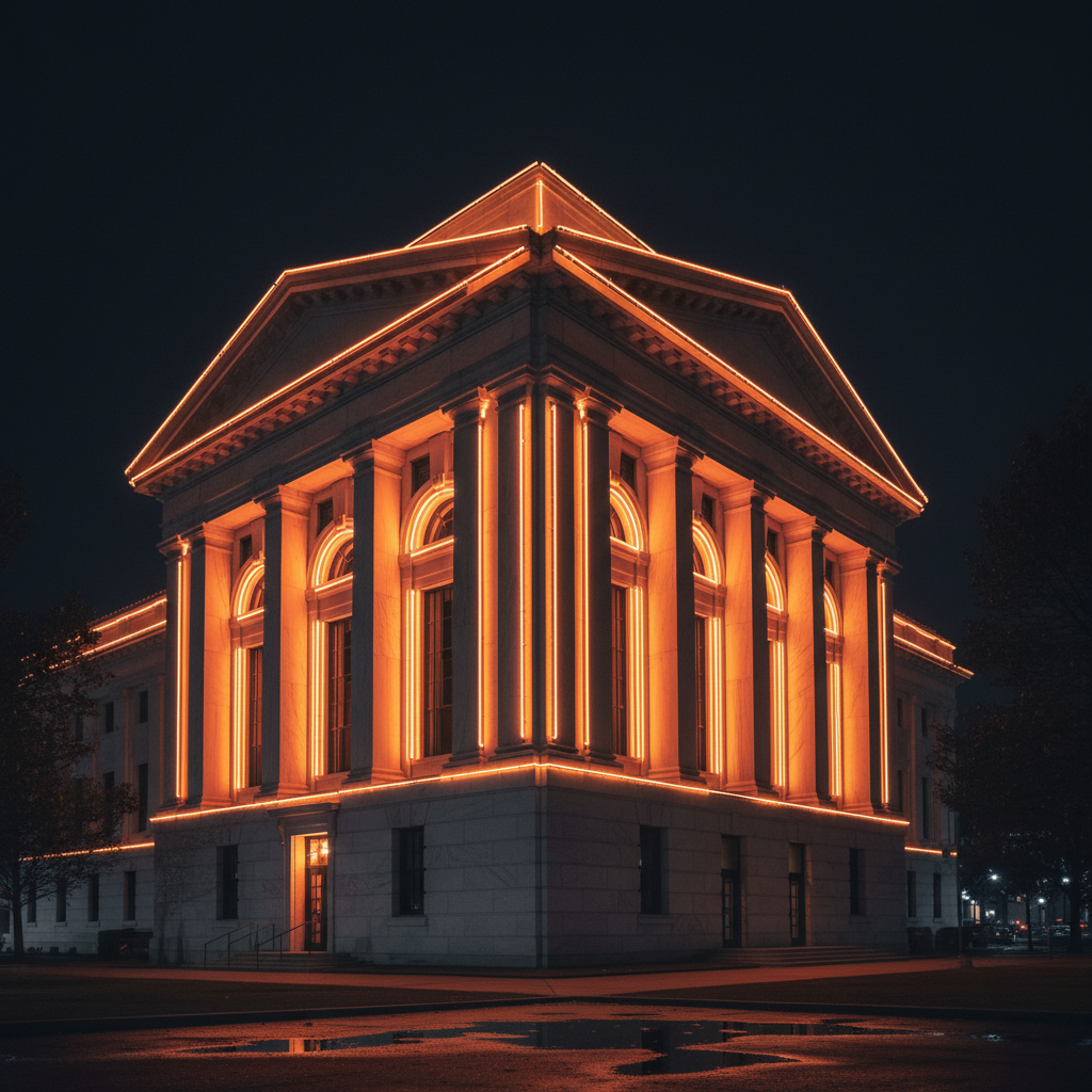 US Capitol building pillars highlighted in orange depicting National Sheriffs' Association policy