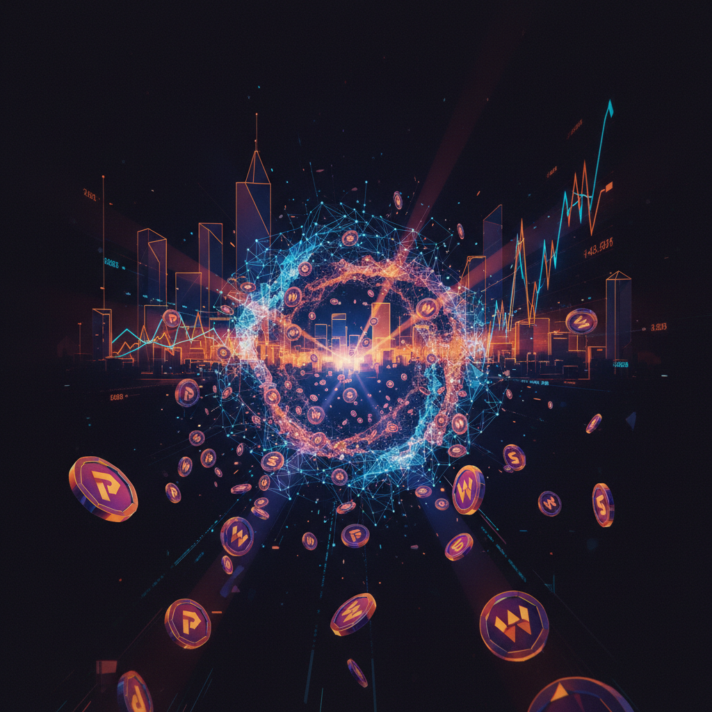 Abstract digital dashboard highlighting institutional cryptocurrency metrics illustrating Wintermute PONS accumulation.