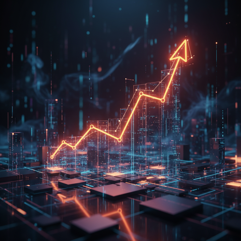 Financial chart tracking surging Robinhood chain fees glowing orange against dark background