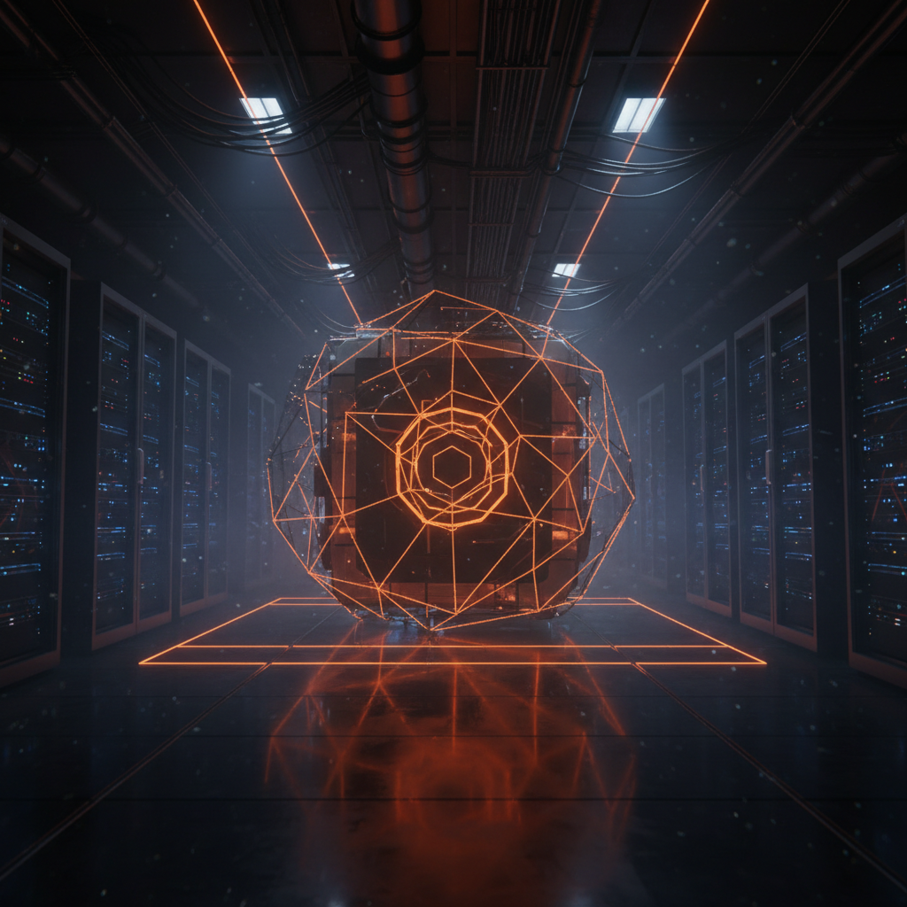 High-tech secured vault showing multi-signature Bitcoin custody insurance infrastructure with glowing orange highlights