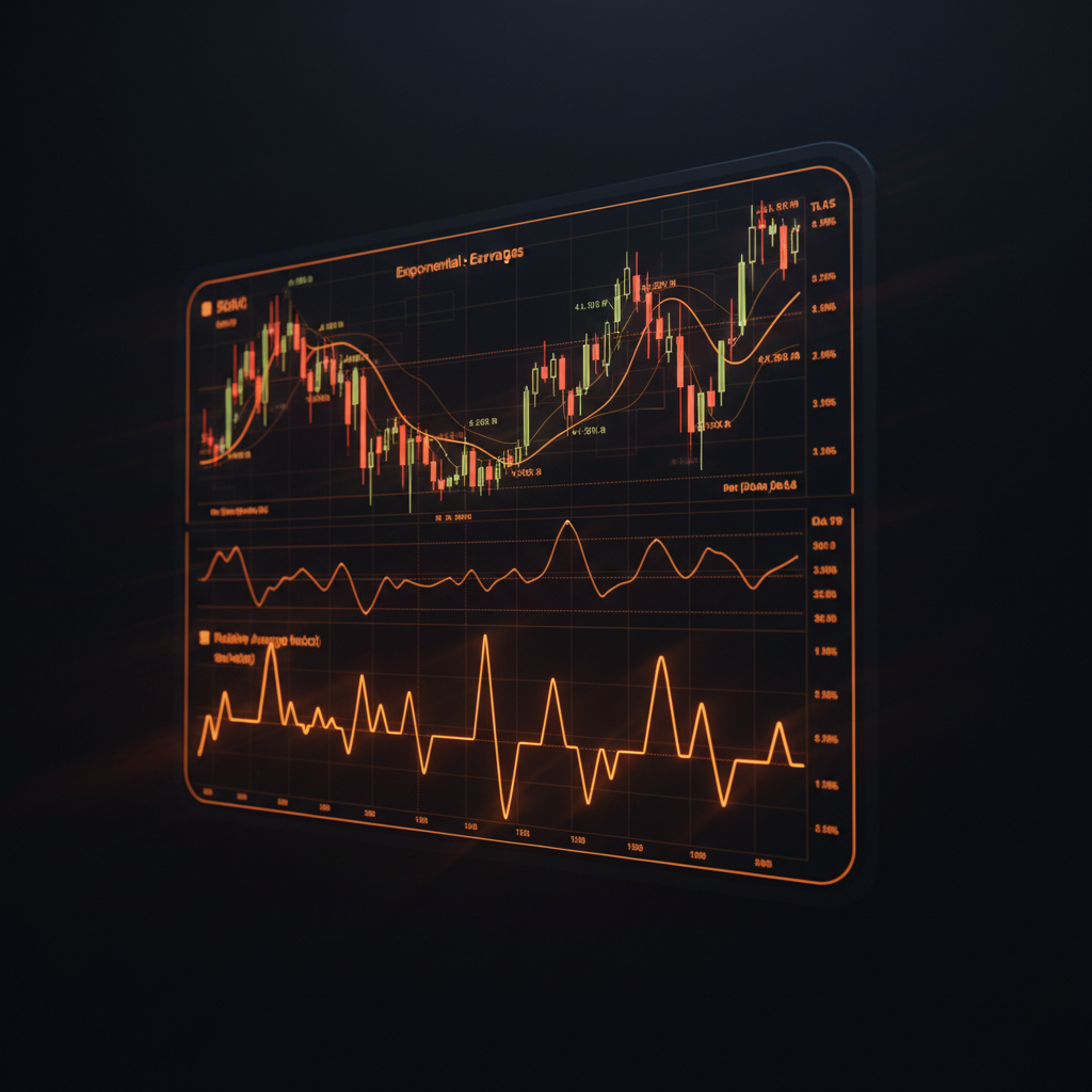 Technical chart displaying a detailed Zcash market analysis with orange glowing indicators