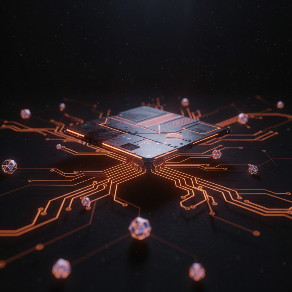 A digital card interacting with crypto networks representing Visa stablecoin settlement systems.