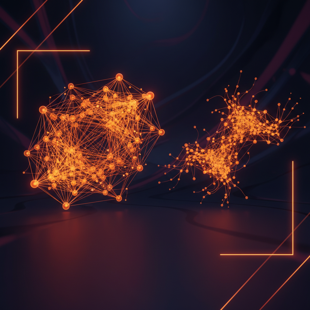 Dual neural networks comparing performance metrics during a DeepSeek AI model benchmark analysis.