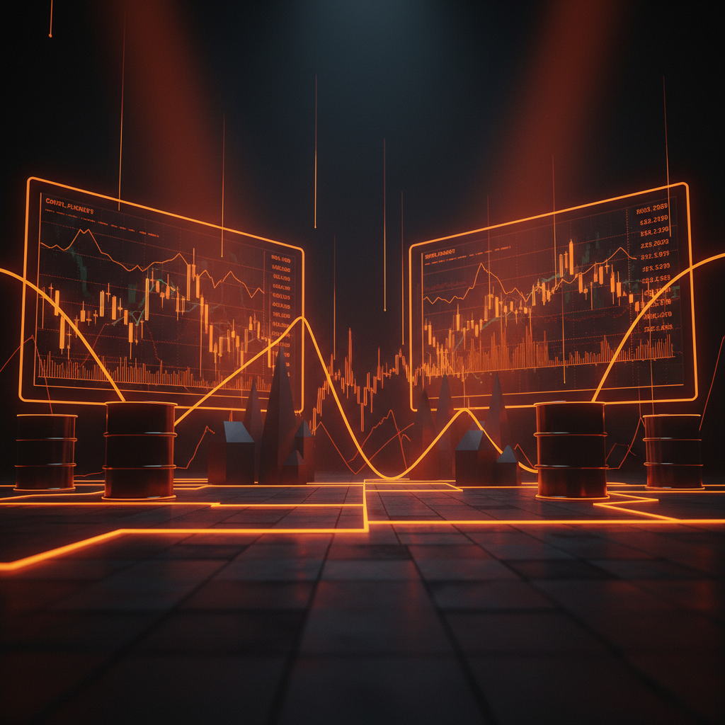 Digital asset charts showing a crypto market selloff under dark orange market indicators.