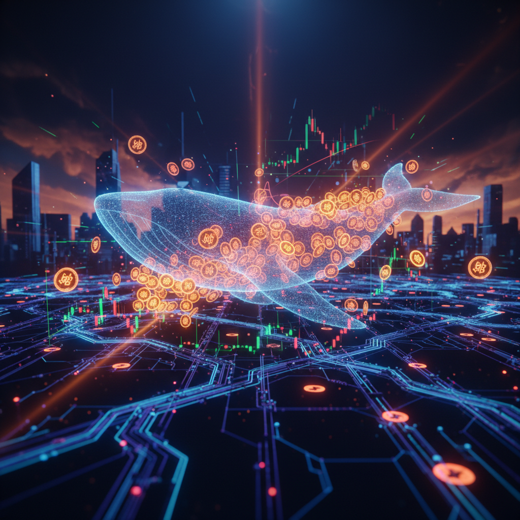 Glowing digital network nodes illustrating massive Shiba Inu whale accumulation.