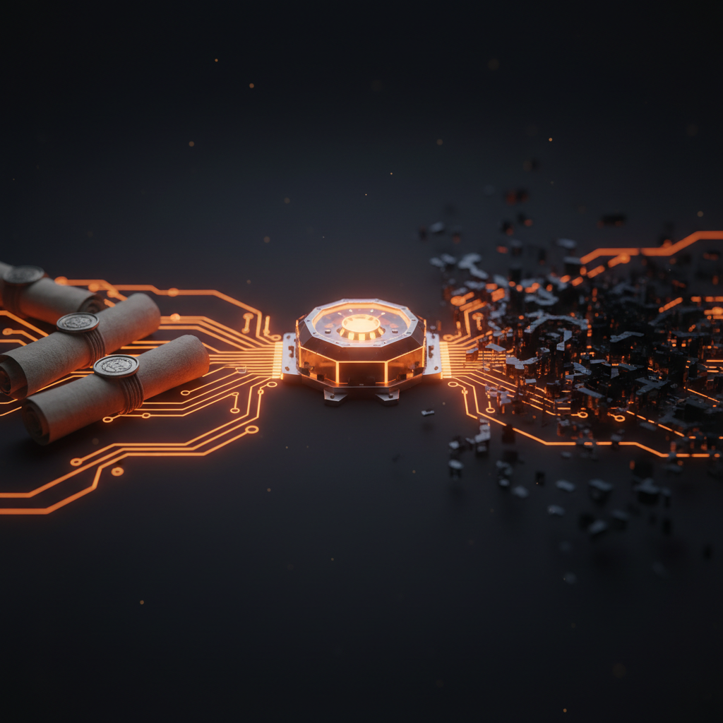 Digital vault storing bond contracts representing tokenized traditional assets securely.