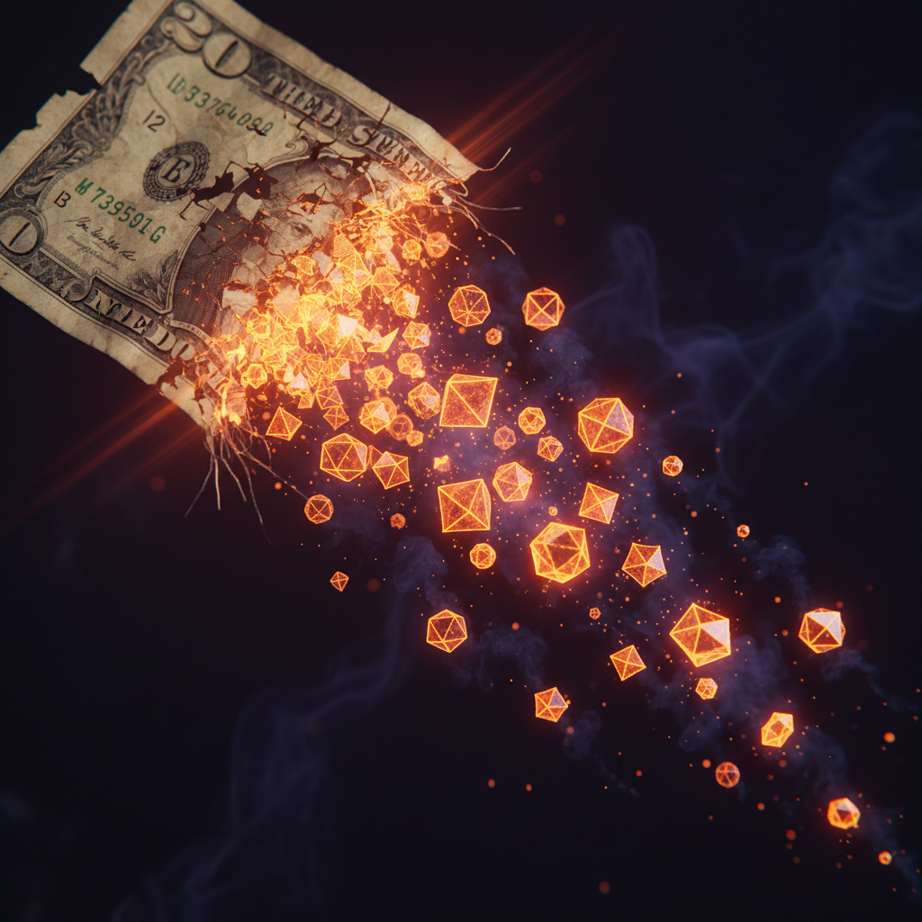 Conceptual illustration of the Tim Draper Bitcoin warning showing currency transitioning to digital assets.