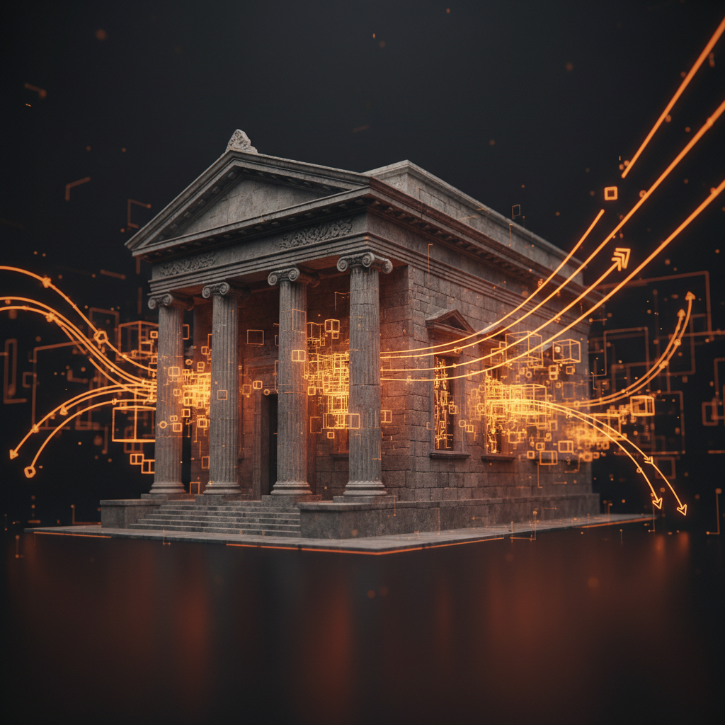 Historic banking architecture connected to digital networks utilizing a bank issued stablecoin.
