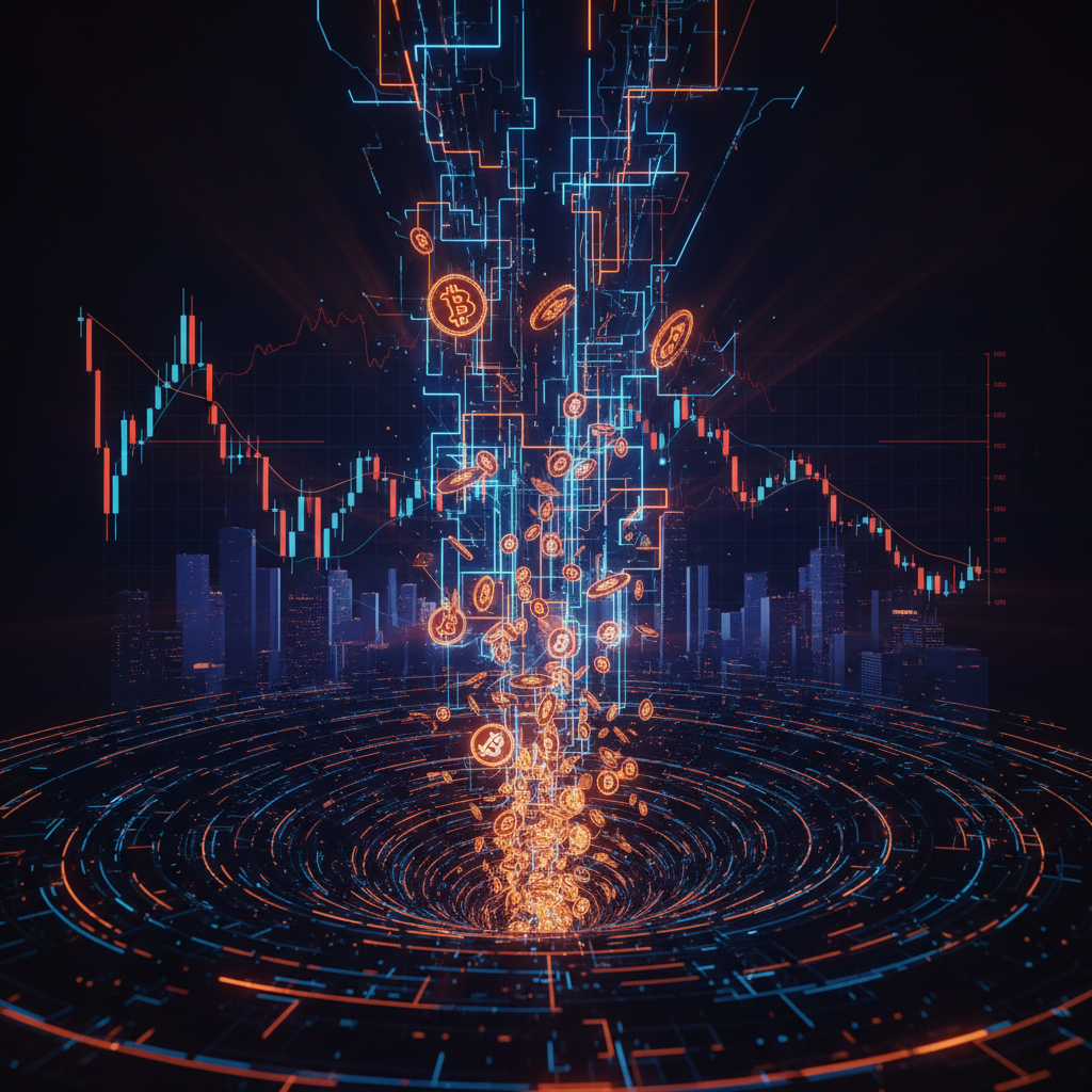 Financial data graphs highlighting institutional Bitcoin ETF outflows across digital fund management screens.