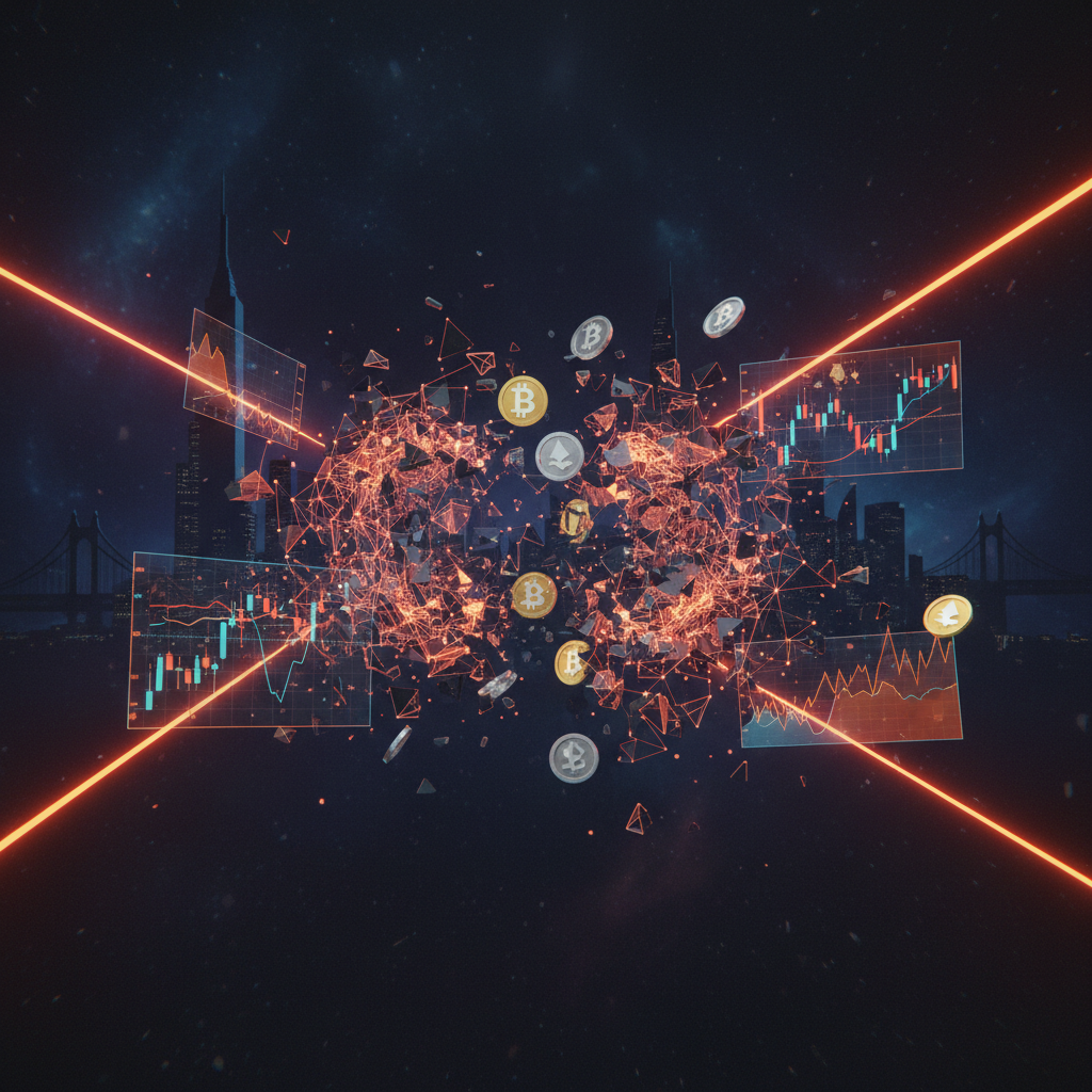 Abstract digital security visualization depicting the Revolut customer data breach with glowing orange code.