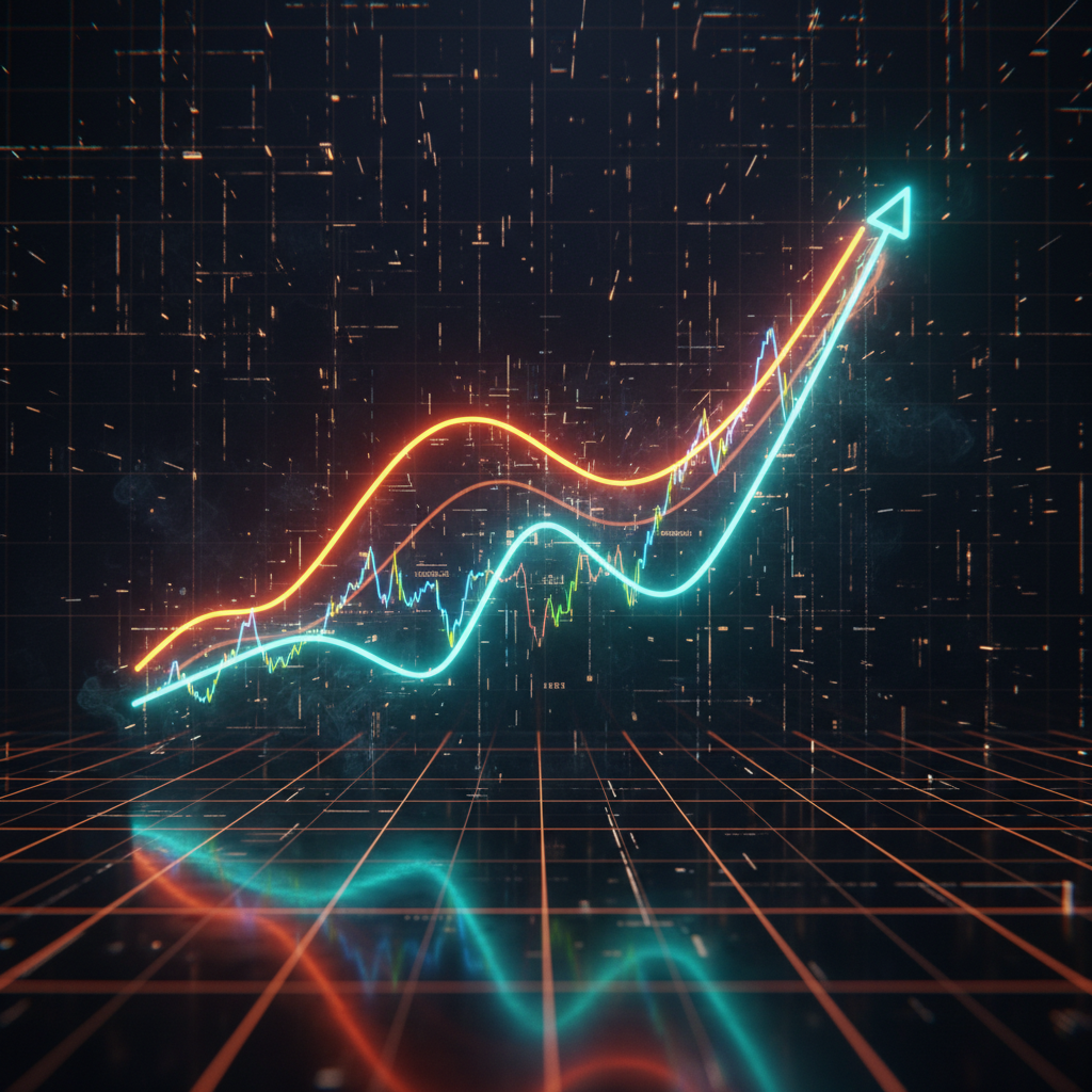 Trading chart displaying a sudden Solana price rebound above key price support lines with orange accents.