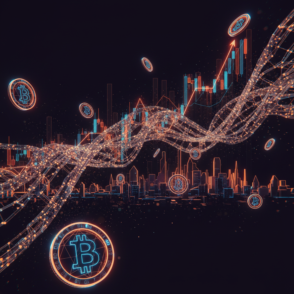 Financial chart ascending in neon glow representing Tom Lee crypto forecast expectations
