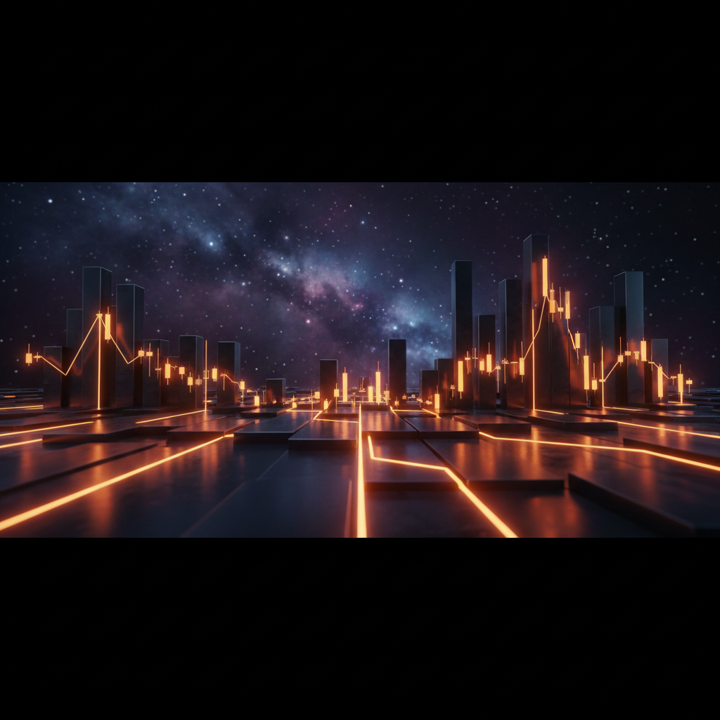 Dark financial analytical screens displaying Bitcoin weekly market review trendlines