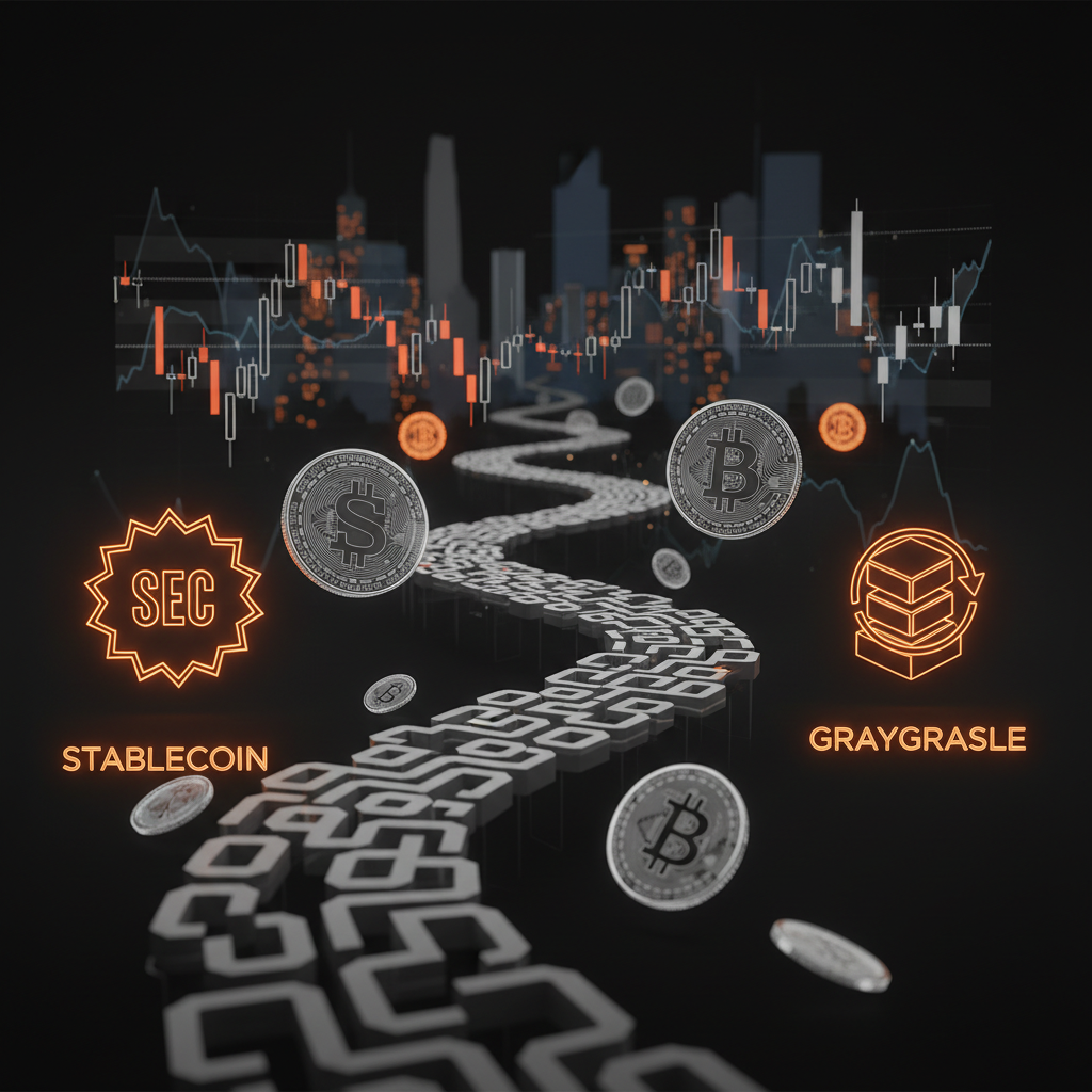 A conceptual digital scale of justice highlighting US crypto regulation progress and legal frameworks.