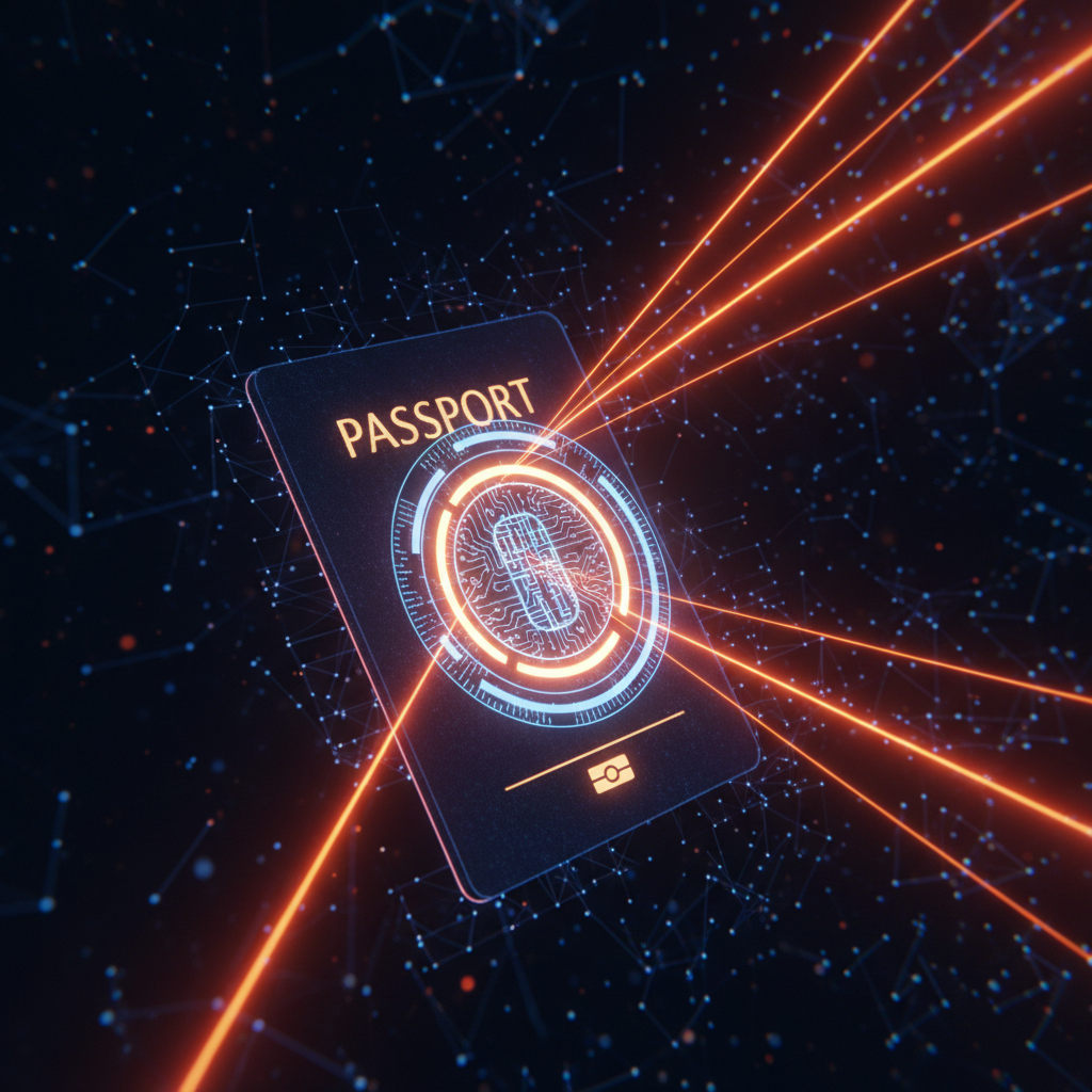 A digital biometric security scan depicting the Revolut data breach on a dark cyber backdrop.