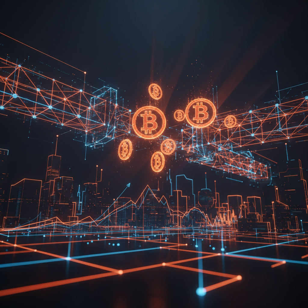 Digital representation of the Symbiosis bridge exploit with orange data streams repairing security nodes.