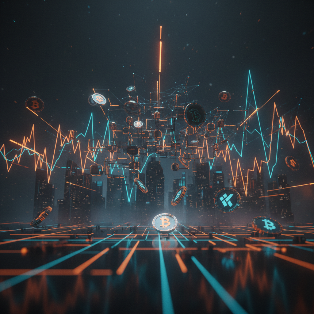 A financial trading display capturing heightened crypto market volatility in neon orange.