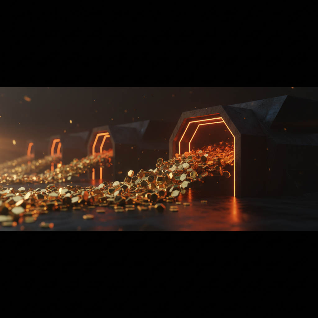 Dark digital vault scene showing UK company Bitcoin liquidation into capital streams