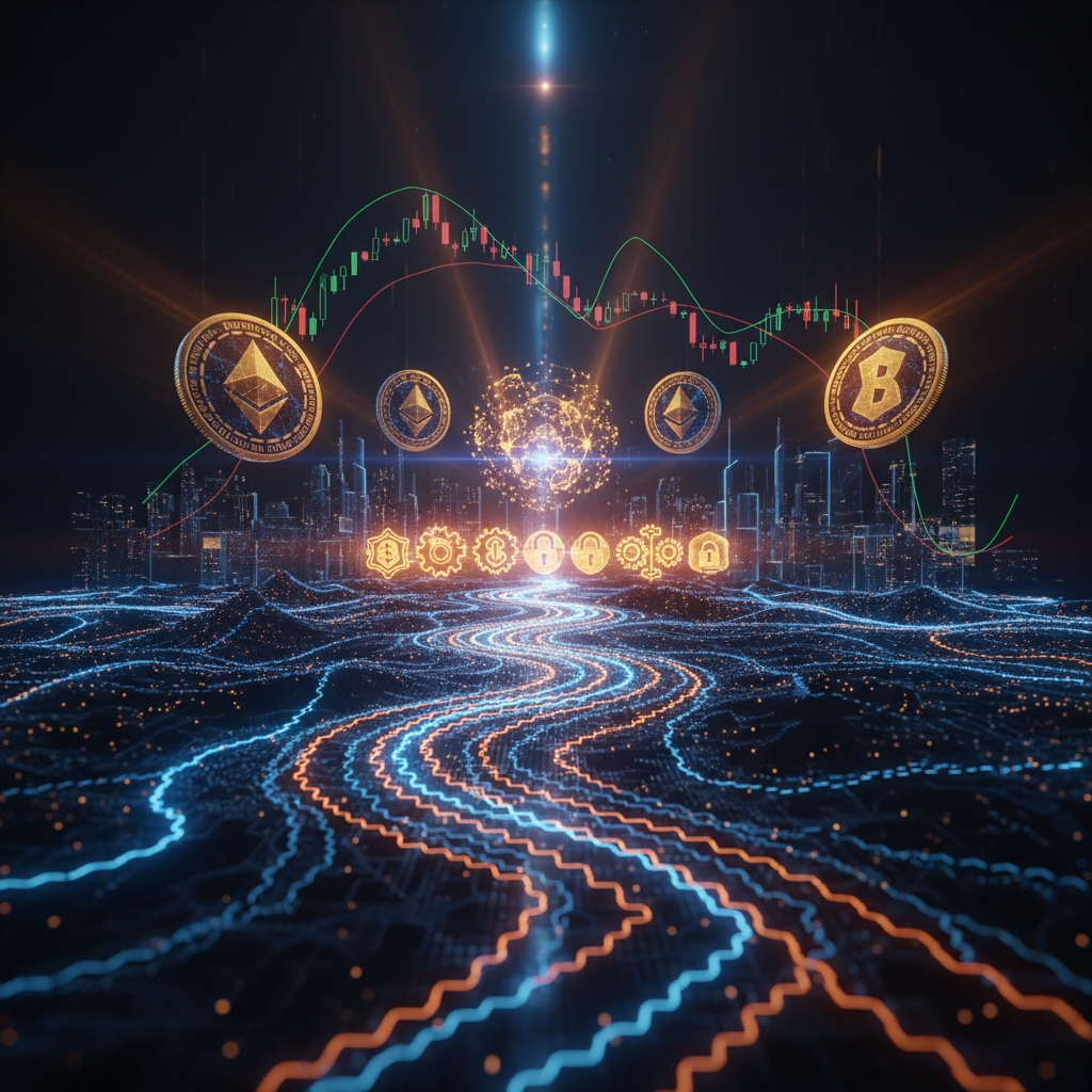 Server racks displaying data pathways for Bitmine projected annual staking revenue.