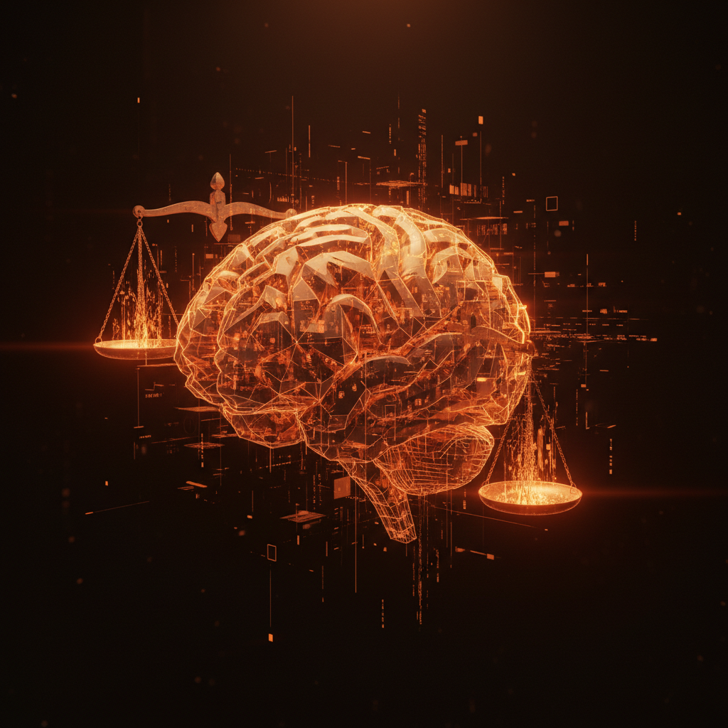 Futuristic digital artificial intelligence interface illustrating AI regulatory oversight.