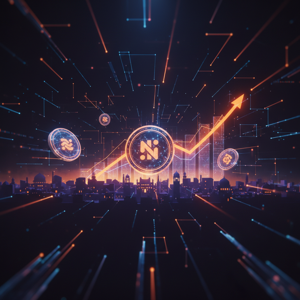 Digital network nodes representing bond tokenization in financial markets.