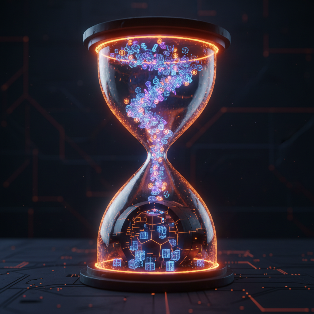 Digital timer and locked token vaults showing XRP yield withdrawal delay