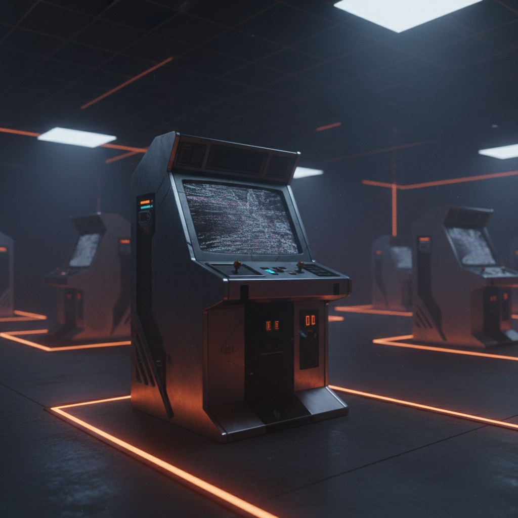 An abandoned futuristic arcade setup signifying the end of Pixelmon game development.