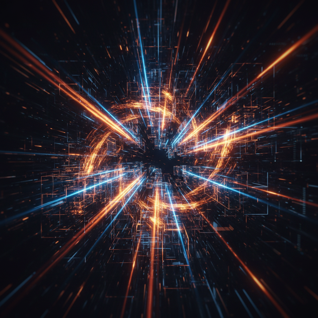 Glowing futuristic data stream representing XRP Ledger high-throughput activity.