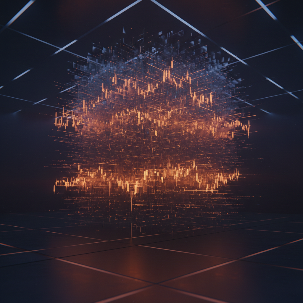 Bitcoin ETF options dynamic order book visual with neon financial data charts