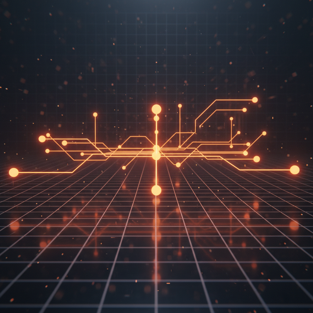 Connected digital nodes and decentralized finance metrics tracking Robinhood Chain TVL growth.