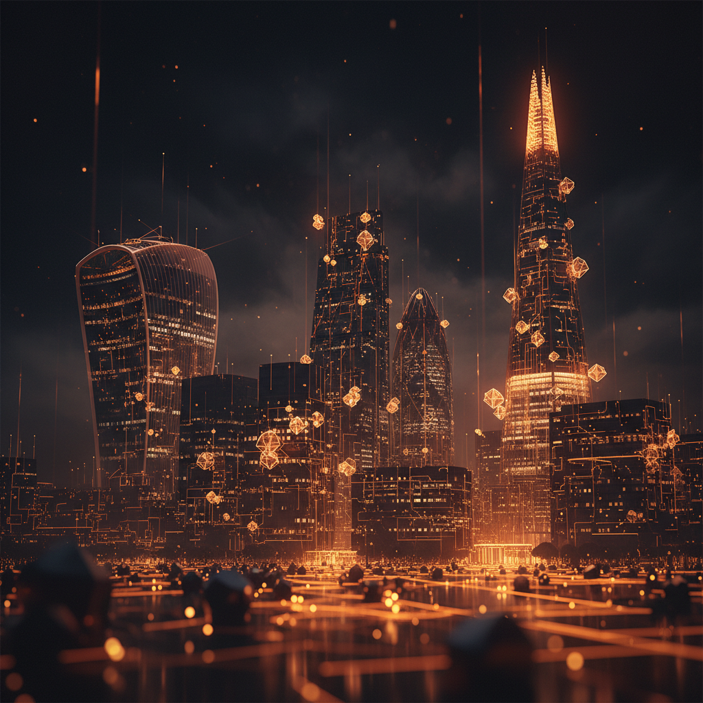 UK crypto guidance document represented by a digital ledger with glowing shields