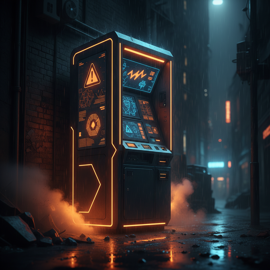 Automated cash terminal with warning alerts warning against crypto kiosk scams