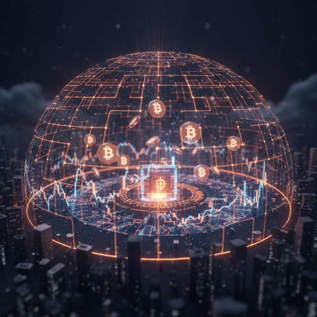 An encrypted digital vault representing regulated Bitcoin life insurance estate planning.