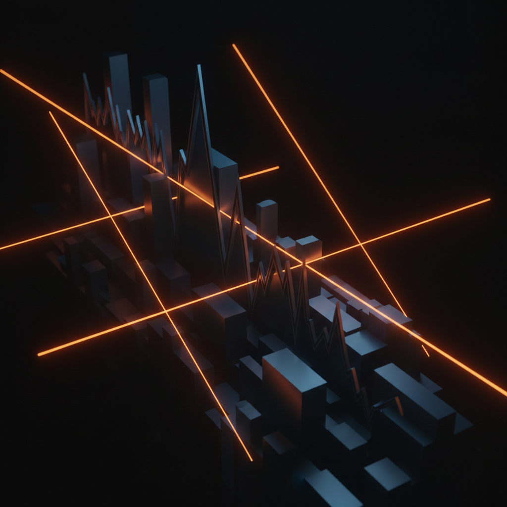 Detailed digital market chart showing Bitcoin drawdown analysis against glowing orange background elements