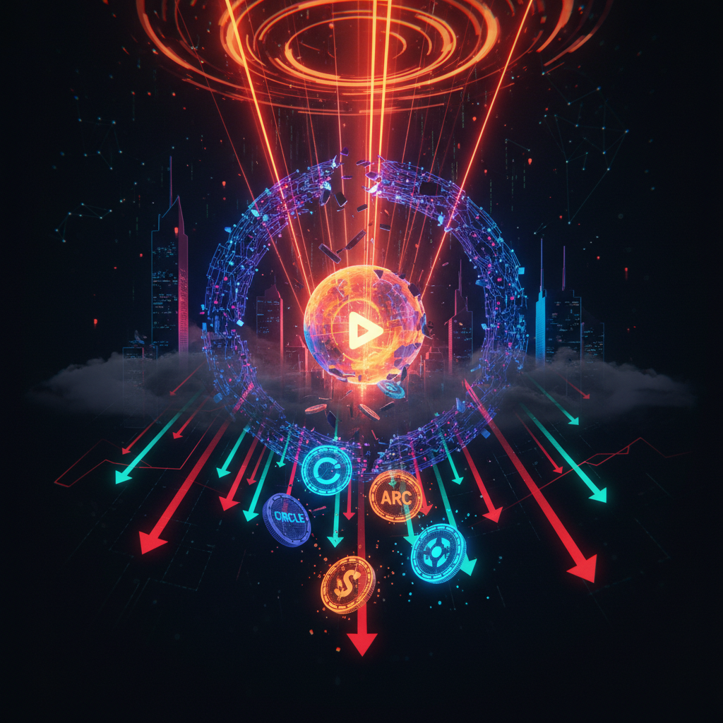 Fluctuating digital chart representing the sudden Circle Arc token selloff after livestream confusion.