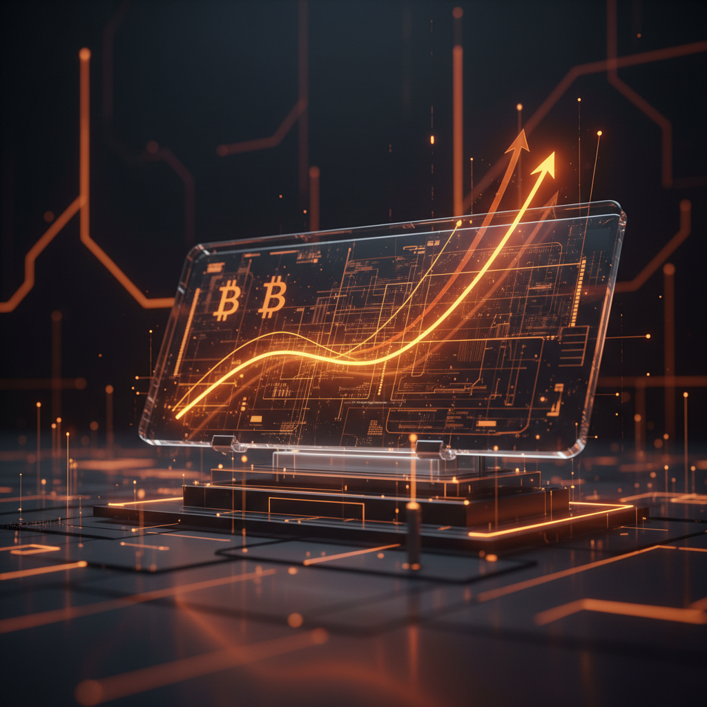 Financial analyst screen depicting the positive Grayscale Bitcoin outlook and institutional trends