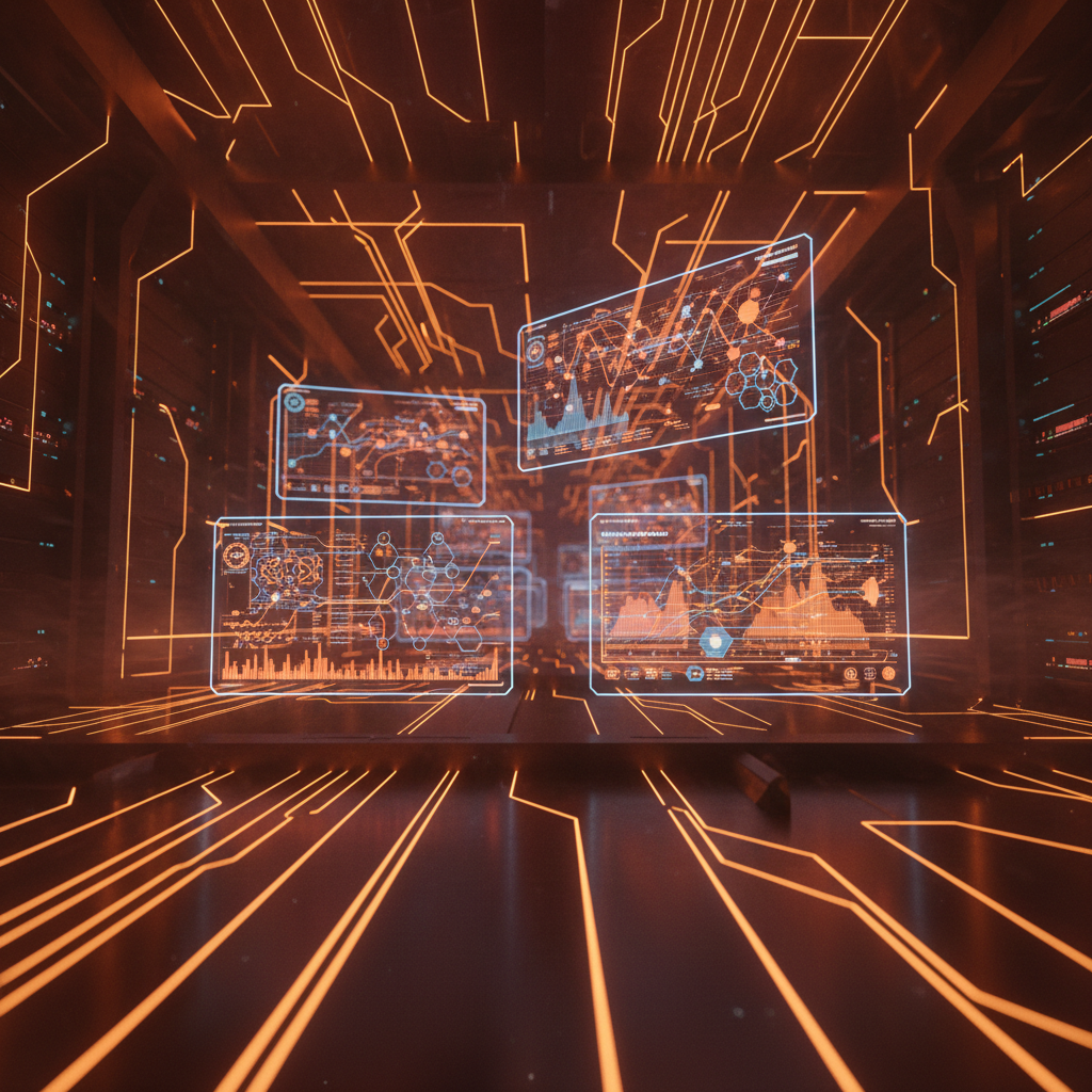 Digital network visual illustrating an onchain malware surge with orange cyber circuits.
