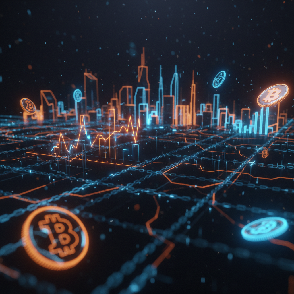 Digital financial tickers transforming into onchain tokens under the proposed SEC innovation exemption.