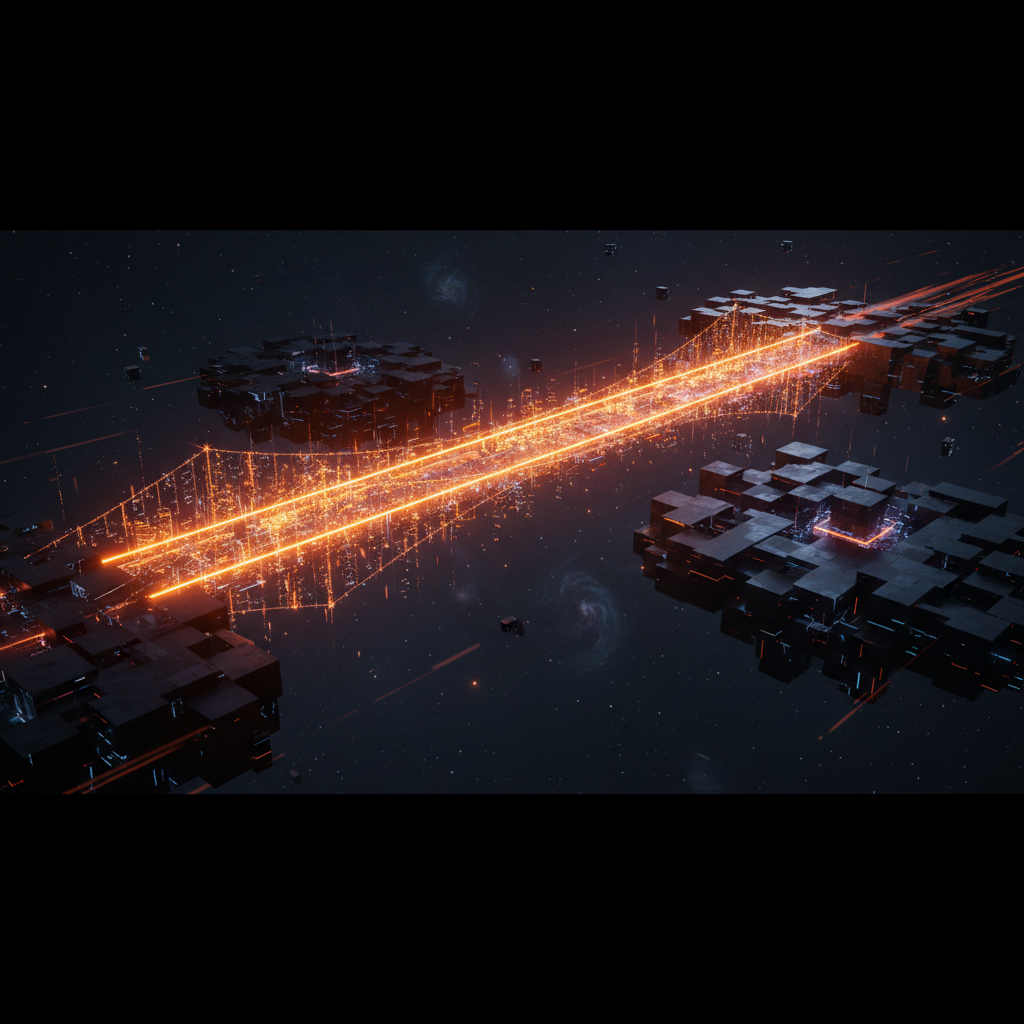 Glowing digital blockchain bridge visualizing the Synapse SYN breakout against dark neon backdrop