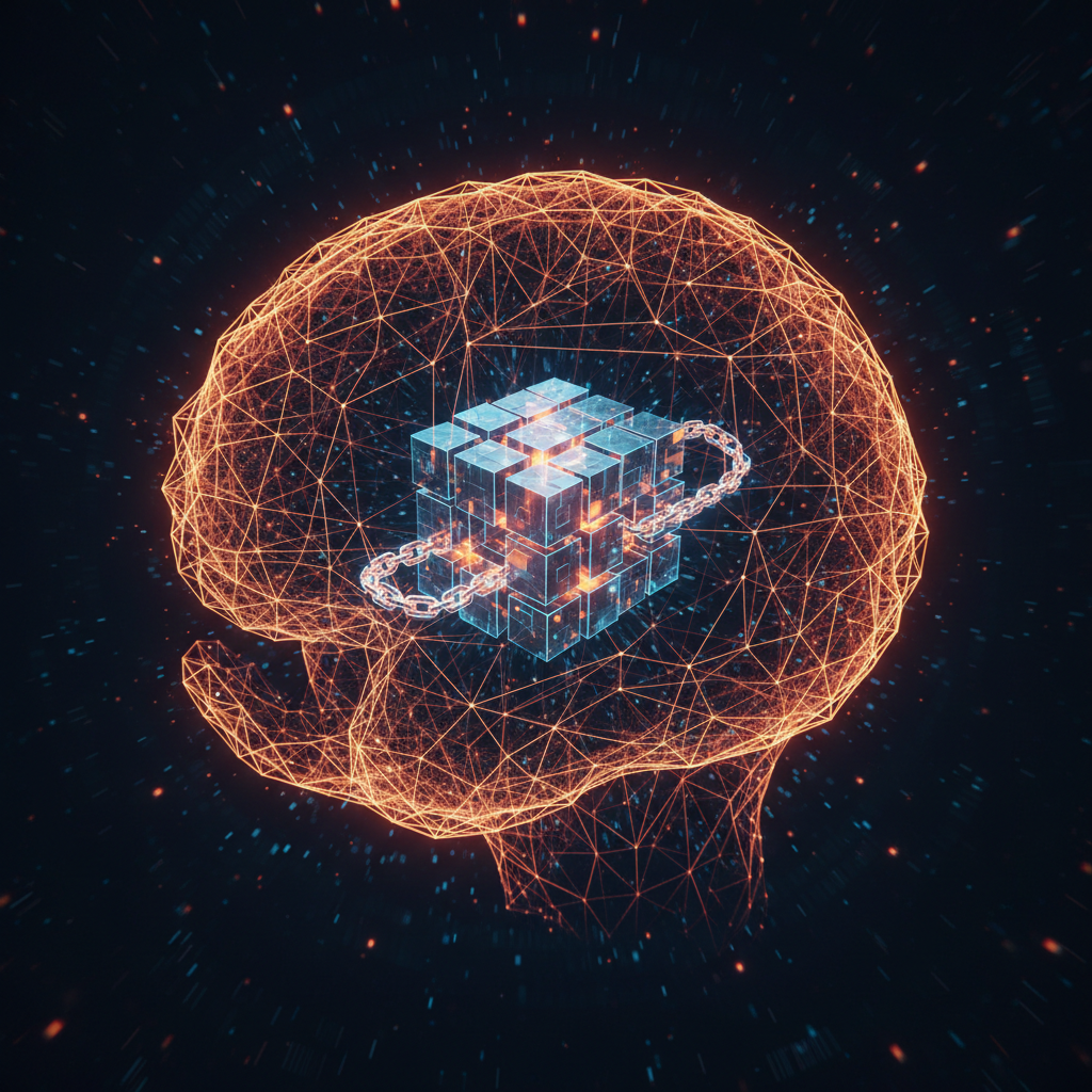Futuristic digital shield representing Vitalik Buterin AI security concepts protecting blockchain networks.