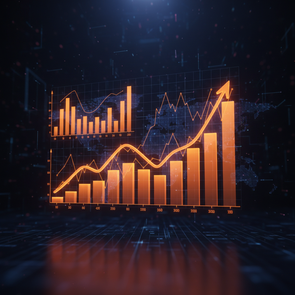 Glowing upward financial investment charts representing crypto VC funding expansion