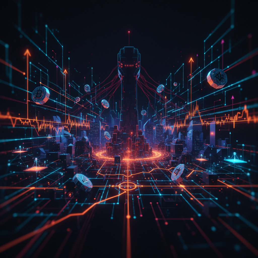 Glowing network visualization representing decentralized AI safety protocols against dark cyber backdrop