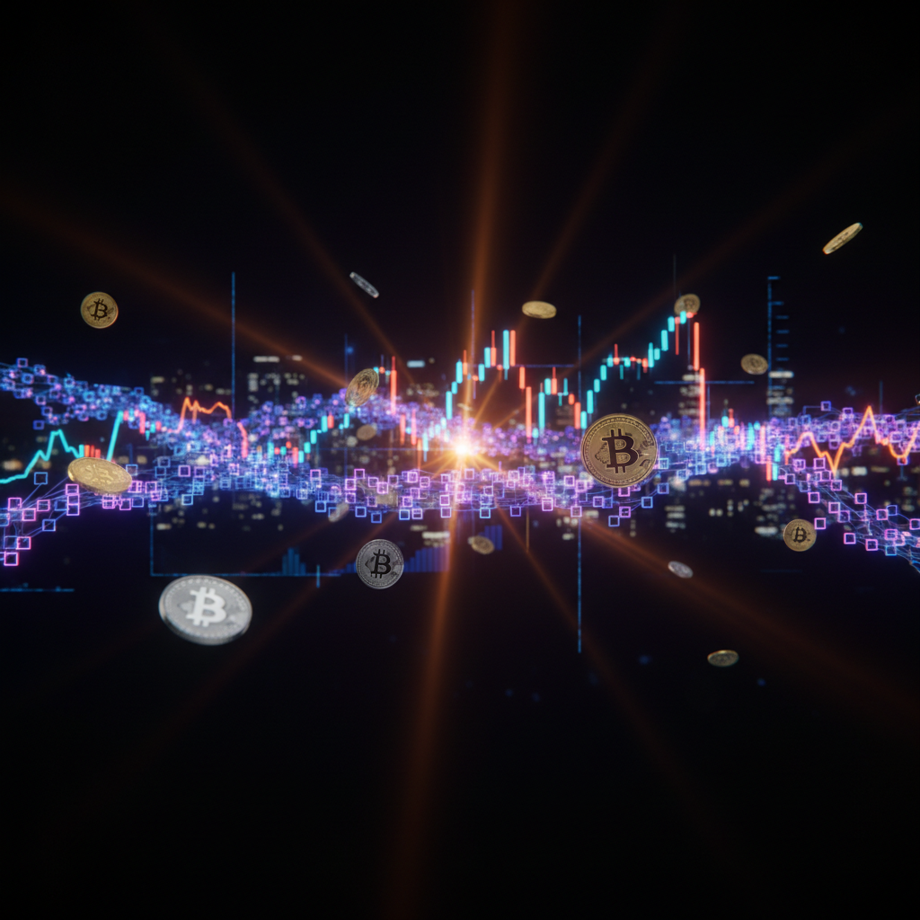 A symbolic gavel next to digital ledger lines demonstrating SEC crypto rulemaking debates