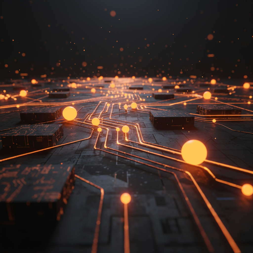 Abstract digital blockchain network visualizing David Schwartz Bitcoin fork discussion topics