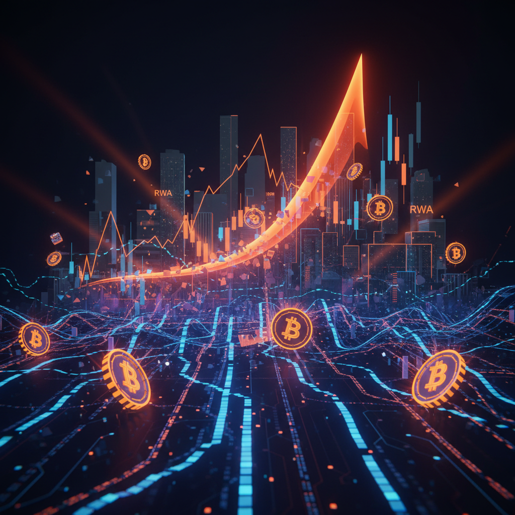 Glowing chart comparing government bonds and Treasury yields vs crypto lending protocols