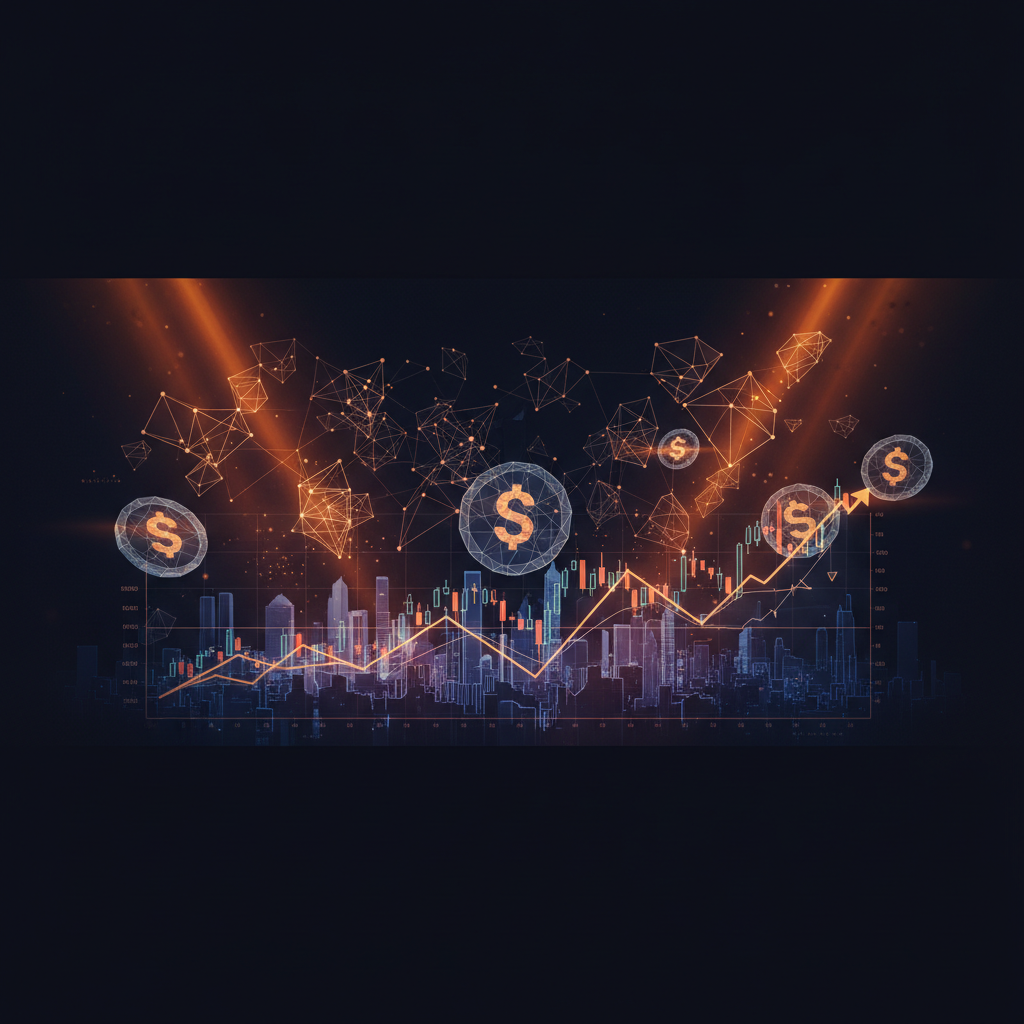A dramatic upward trending financial chart line representing a technical Solana price analysis model.