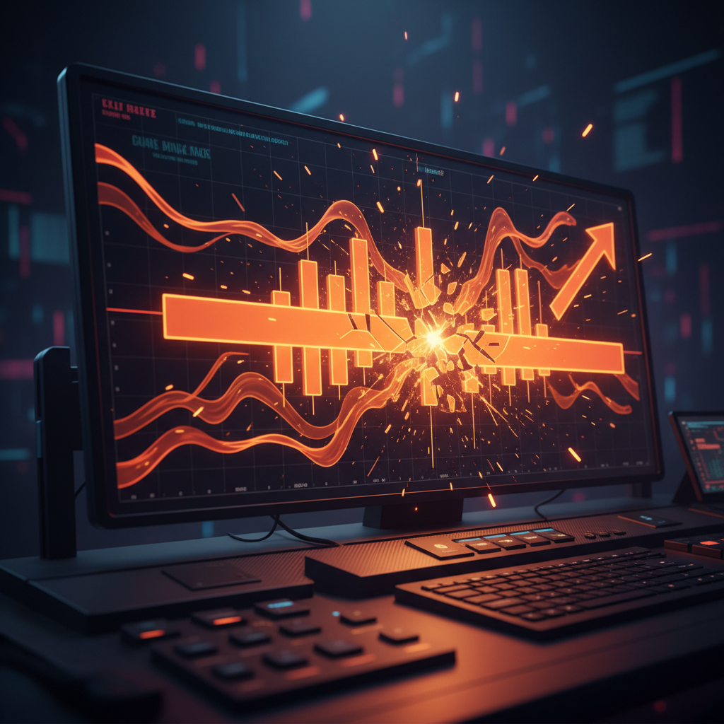 Traders facing XRP short liquidations on digital trading screens glowing in orange