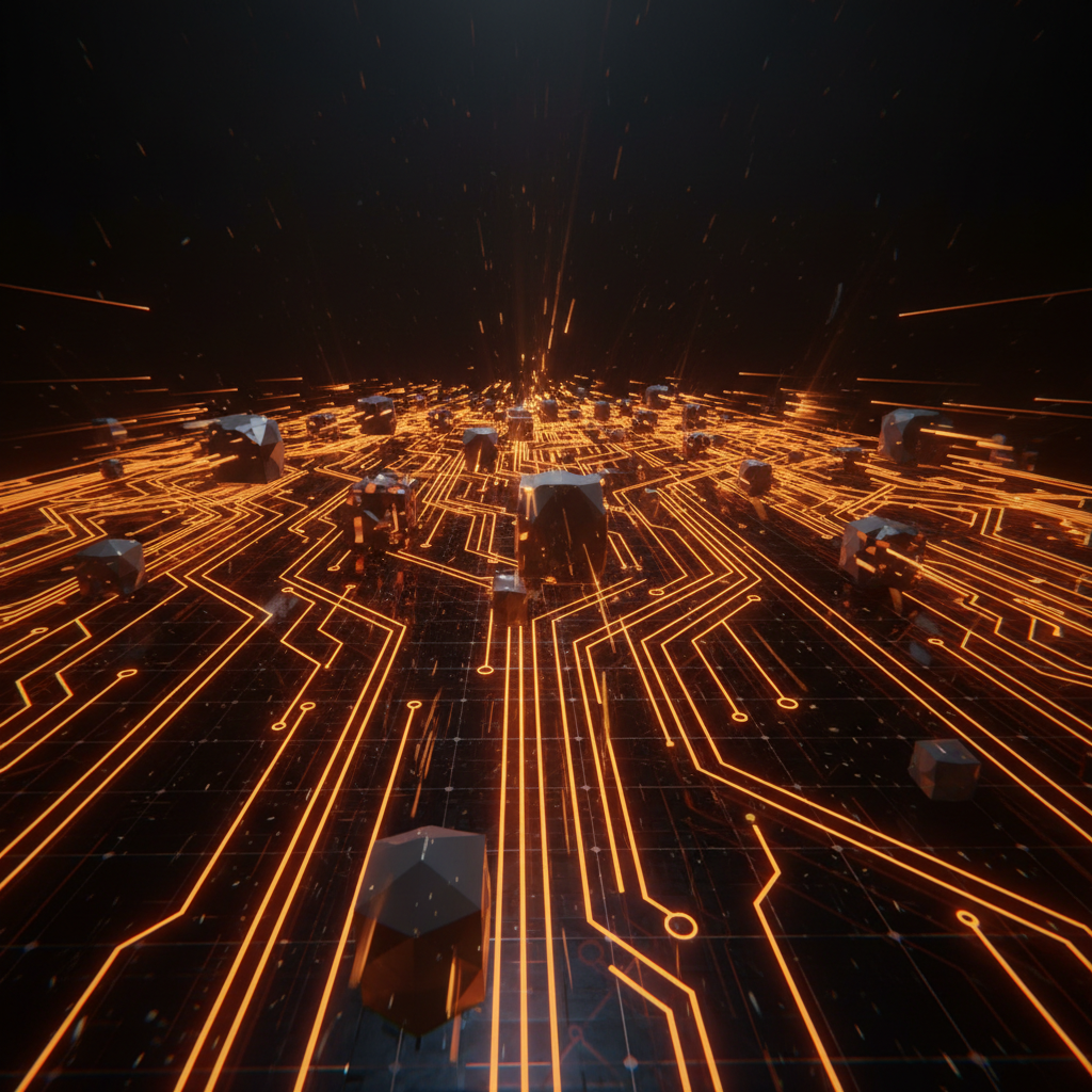 Abstract blockchain nodes visualizing the new Zcash block time upgrade proposal.